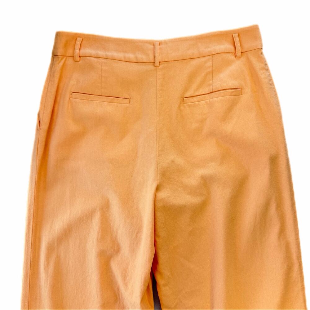 LOFT The Peyton Pastel Orange Cotton Linen High Rise Wide Leg Trouser Pants - Picture 6 of 9